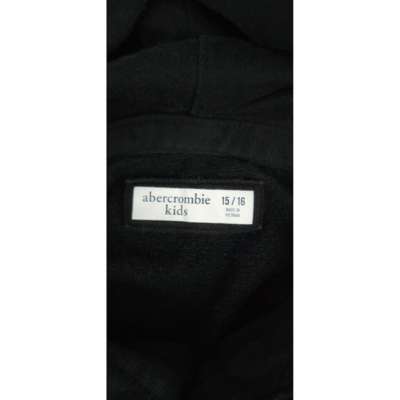 Abercrombie Kids Black Hoodie Neon Pink Logo Graphic Print Pullover Size 15 16 - Picture 4 of 11